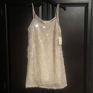 Lucky Brand Silver Sheer sequin dress